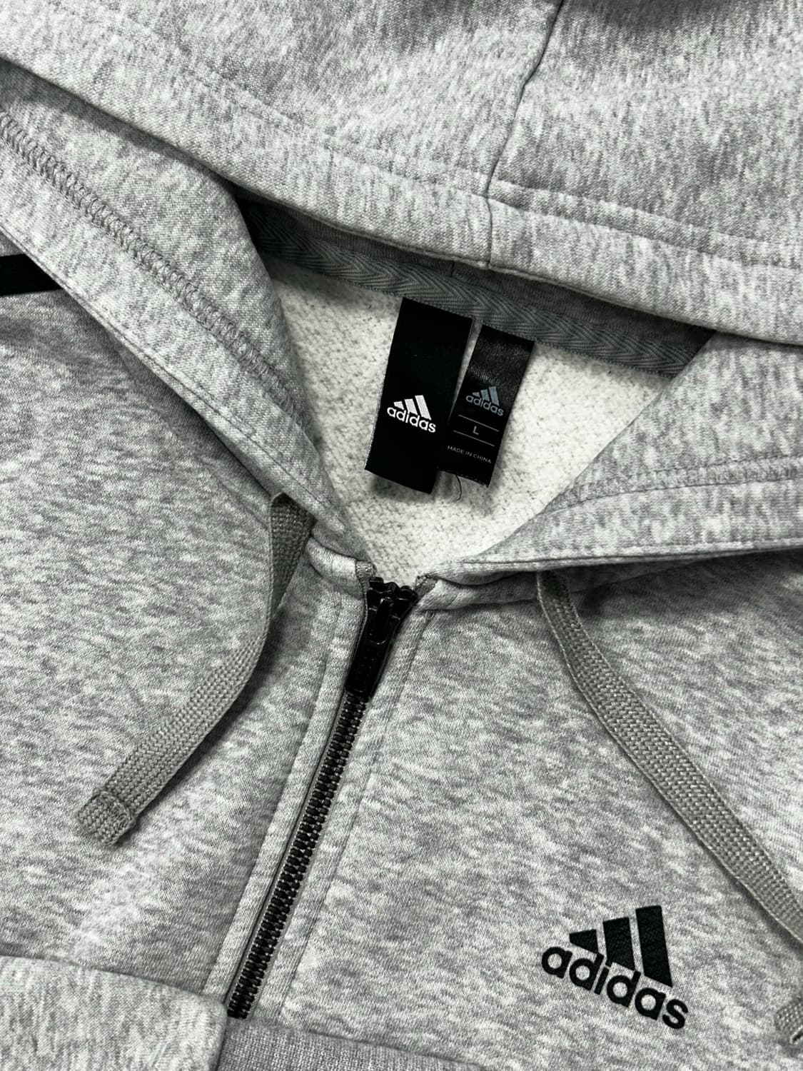 아디다스 에센셜 블랙 그레이 후드집업 L 상품이미지5