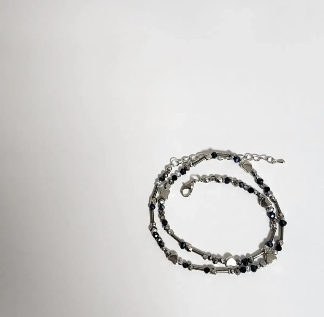 실버 블랙 하트 비즈 목걸이 상품이미지5