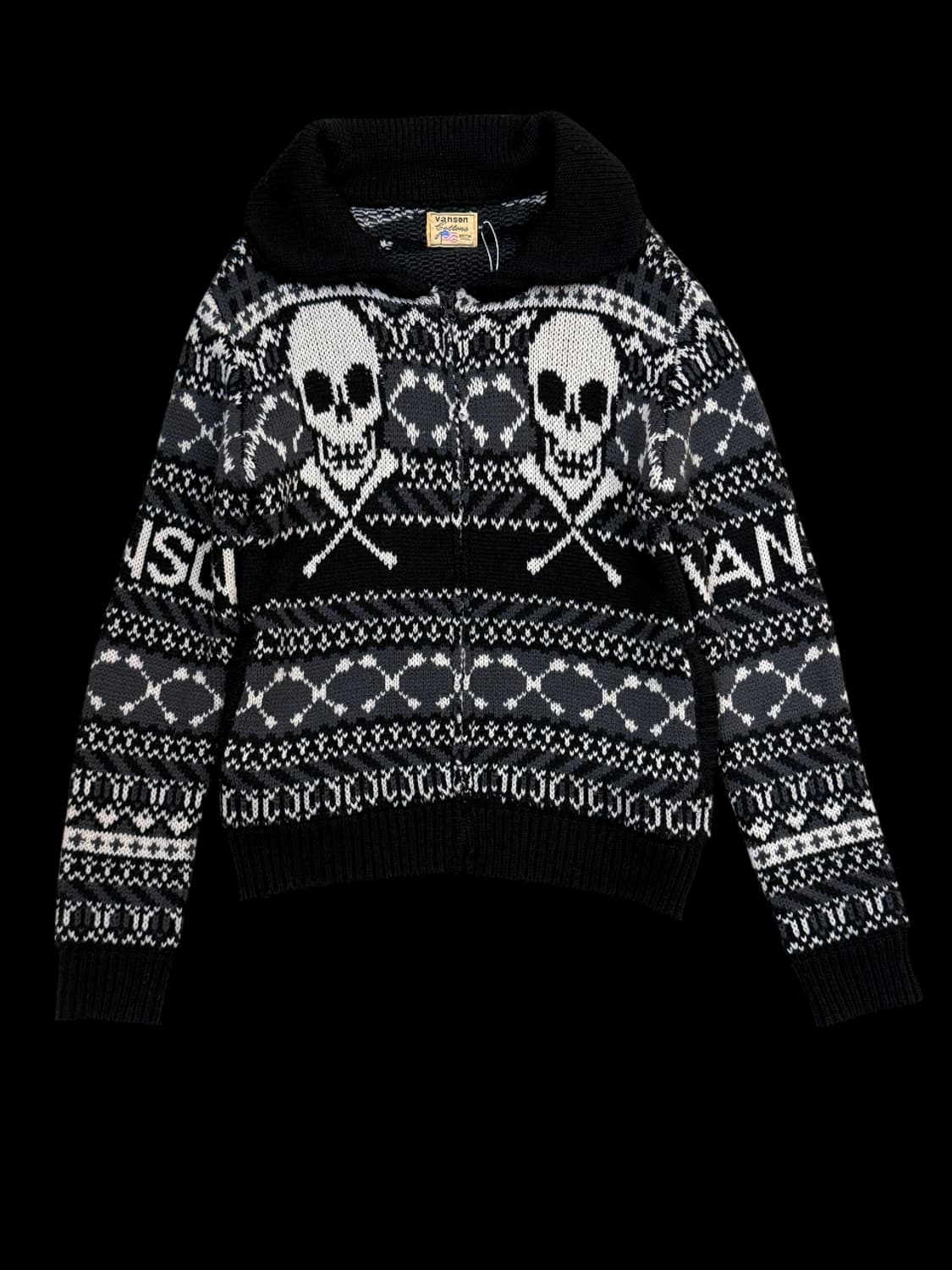 Vanson Skull Kint Zip Sweater 상품이미지1