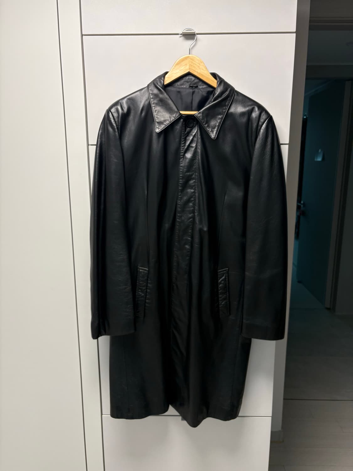 빈티지 블랙 레더 맥 싱글 가죽 코트 100사이즈 상품이미지2