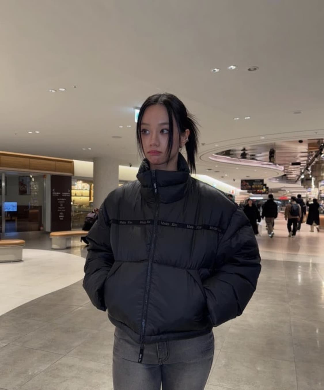 마뗑킴 테이핑 푸퍼 다운점퍼 네이비 S 패딩 상품이미지1