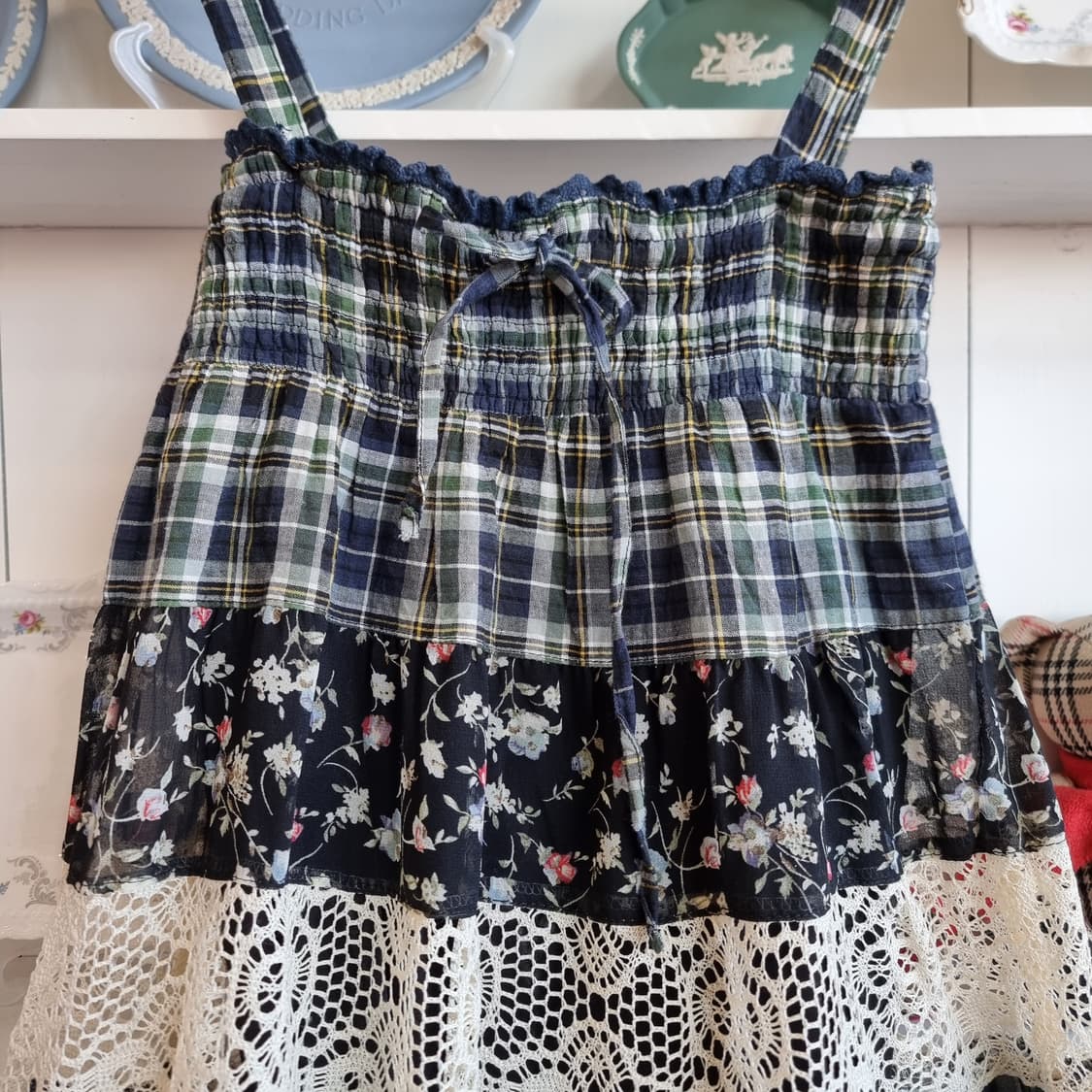 패치워크 레이스 원피스 상품이미지2