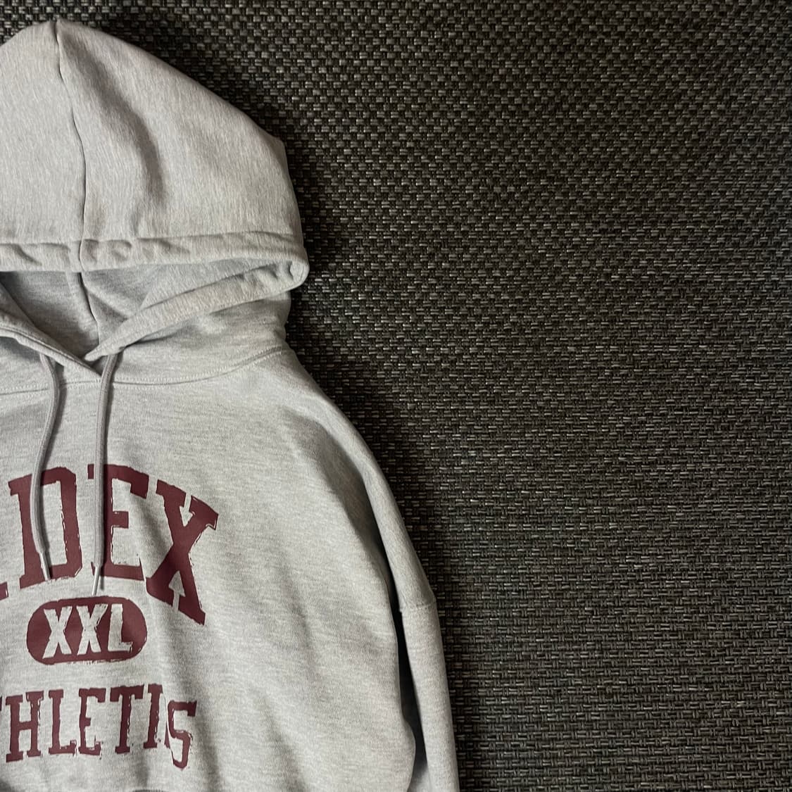 HDEX 그레이 레드 레터링 크롭 후드 맨투맨 M 상품이미지3