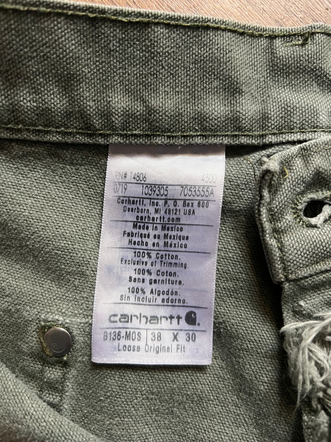 [38]칼하트 USA 더티워싱 모스그린 더블니 워크 팬츠 상품이미지9