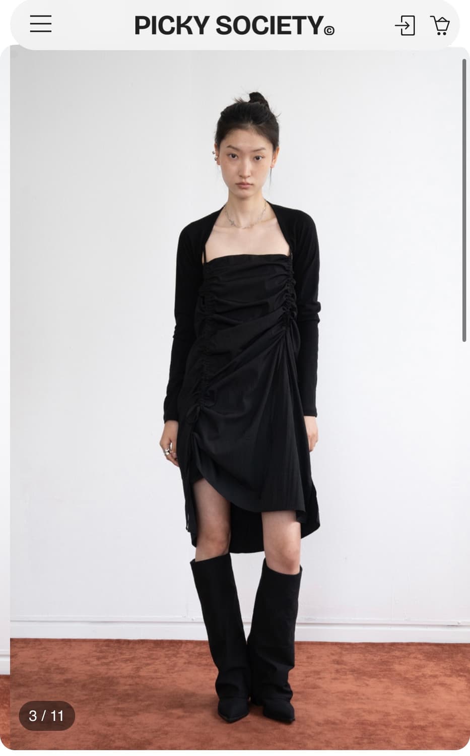 피키소사이어티 615베이직 볼레로 가디건 블랙 상품이미지4