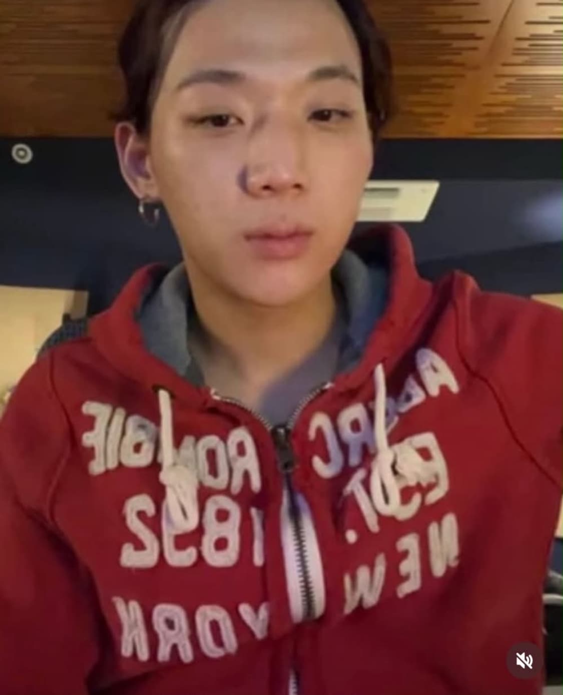 [L] 아베크롬비 양홍원 착용 Y2K 레드 데미지 후드집업 상품이미지5