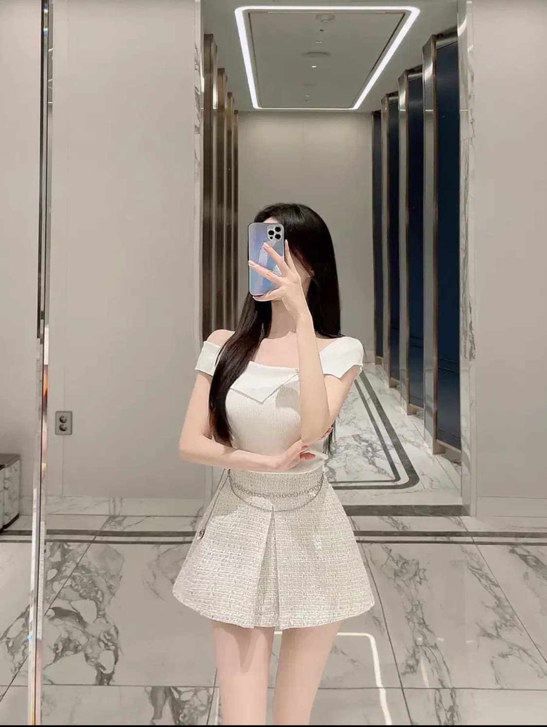 미엘르 벨라쥬르 트위드 트임 스커트 상품이미지1