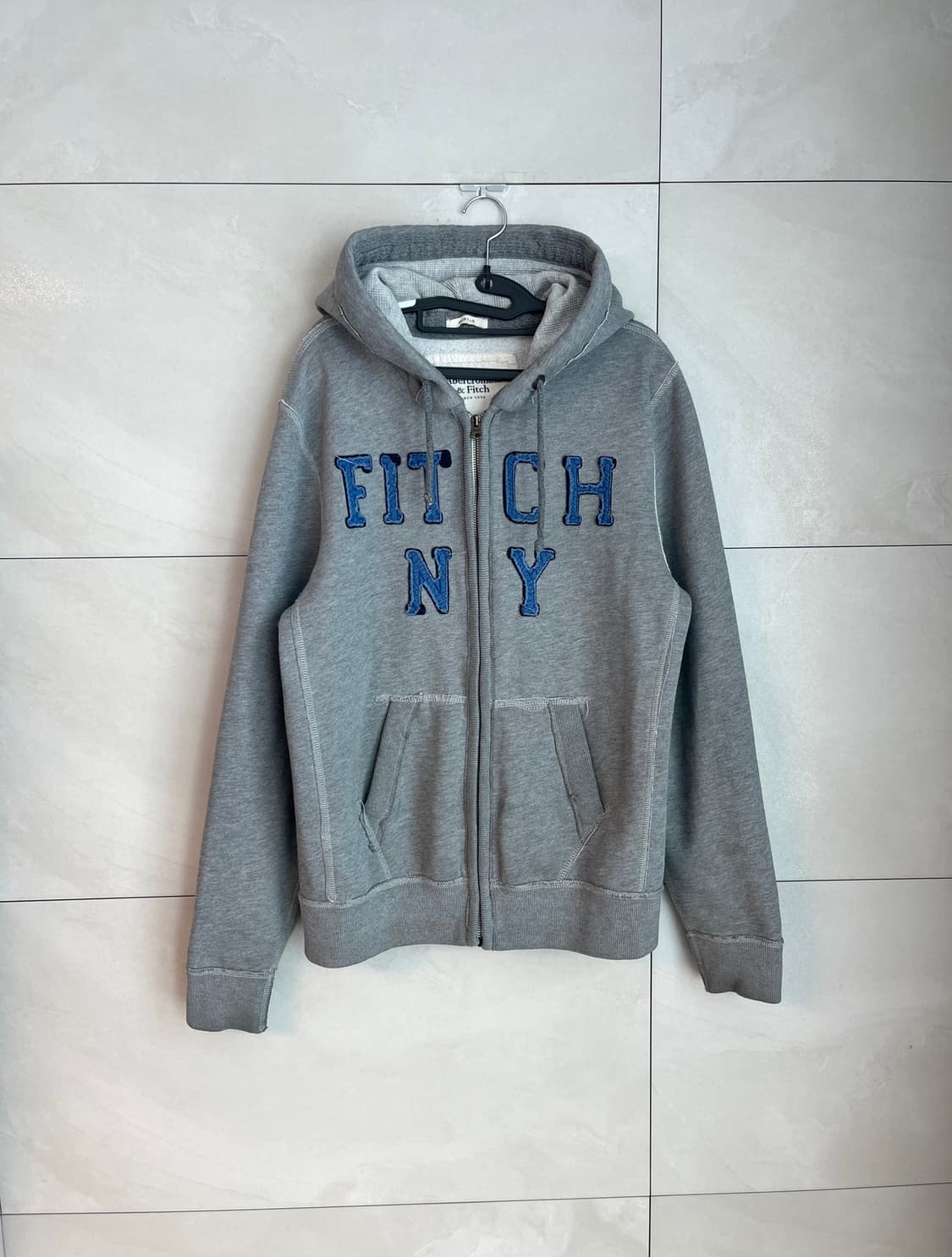 아베크롬비 뉴욕 스펠로고 대장 후드집업 그레이 [M] 상품이미지1
