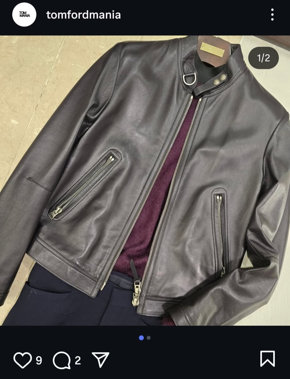 톰포드 카프스킨 신상 바이커 레더 자켓 상품이미지2