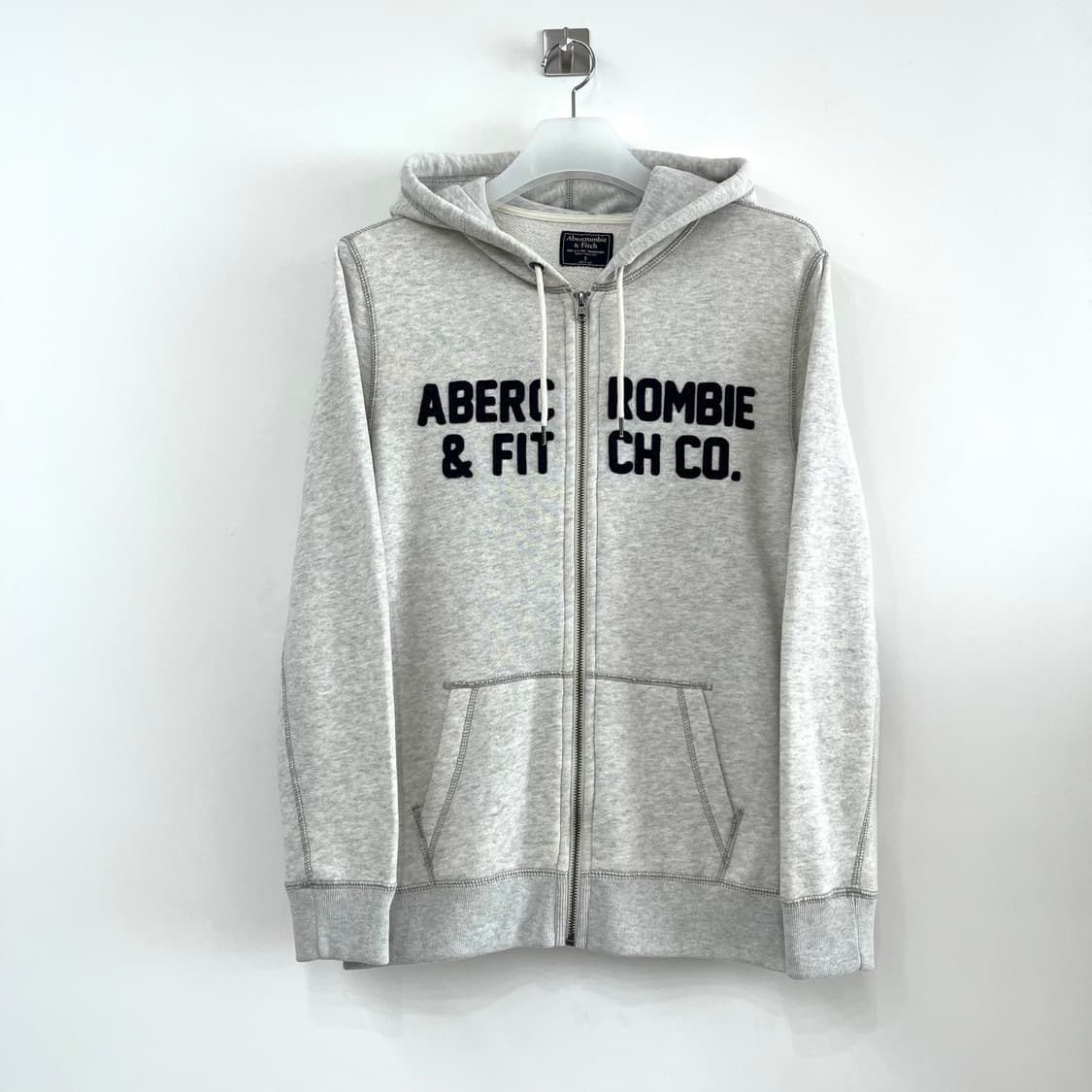 아베크롬비 자수로고 연그레이 후드집업 상품이미지2