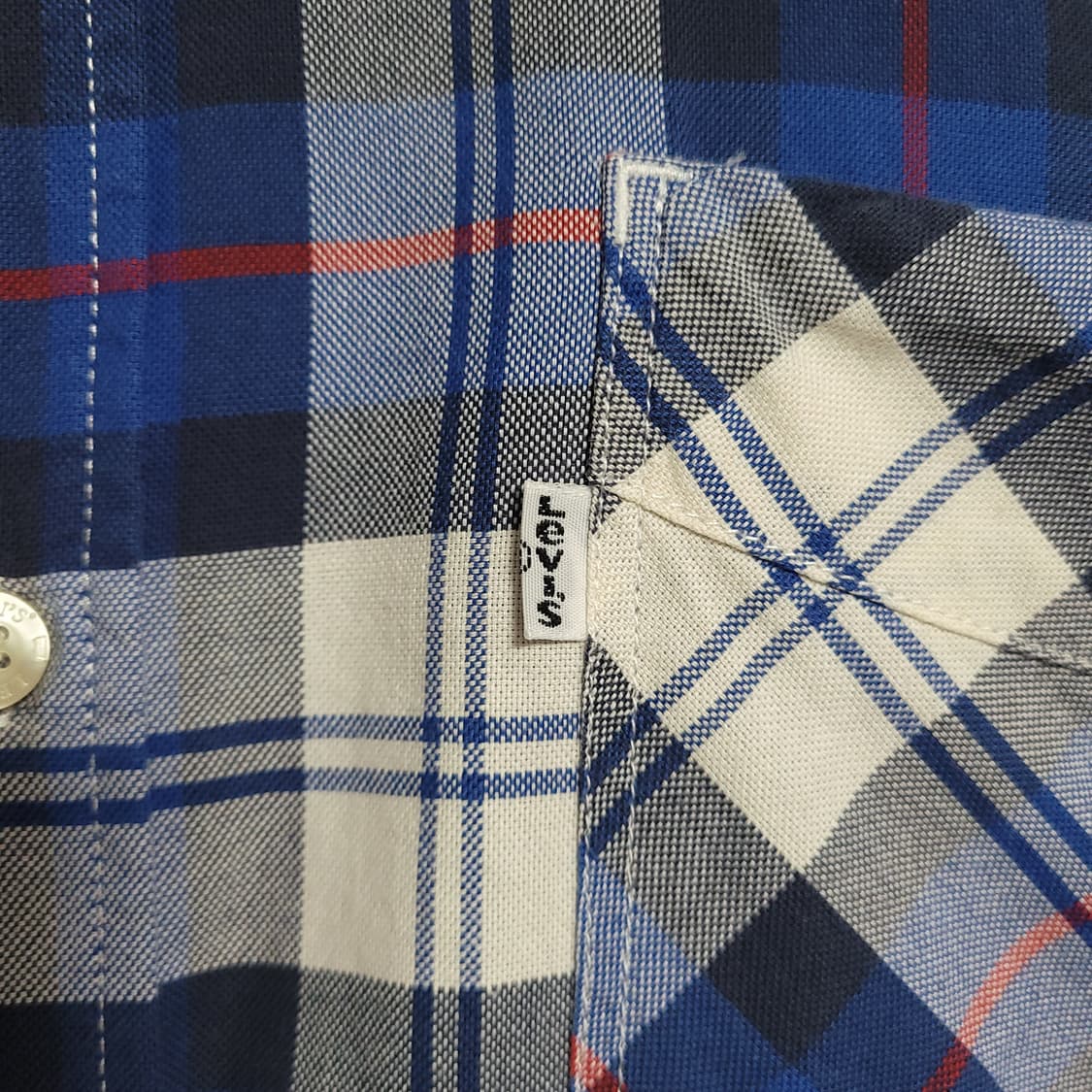 (XL) LEVI'S 리바이스 블루 체크 셔츠 남방 화이트 택 상품이미지2