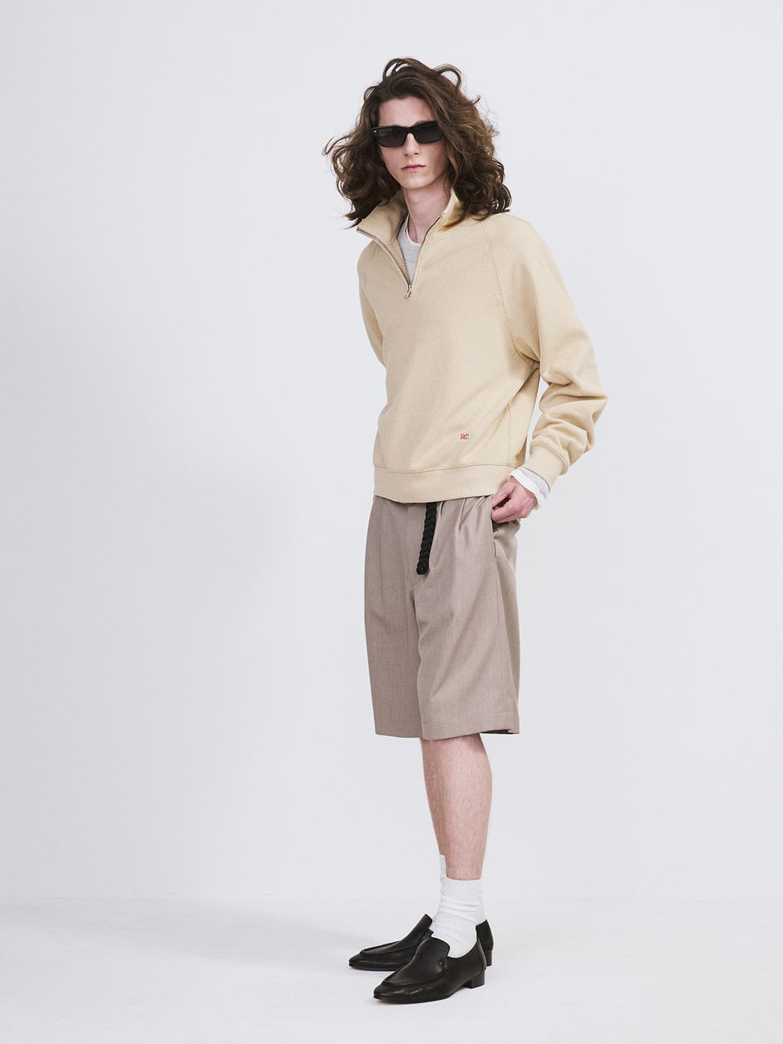 렉토 RC 로고 하프 집업 맨투맨 스웻 셔츠 베이지 상품이미지2