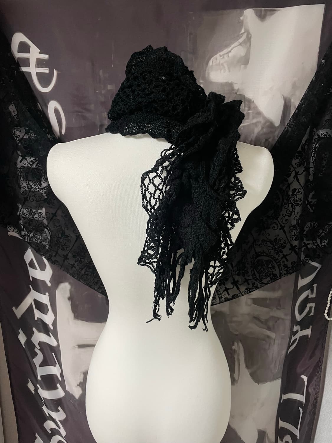 JPN Gothic Scarf 그런지페어리고딕다크웨어히피니혼진하이엔드펑크 상품이미지4