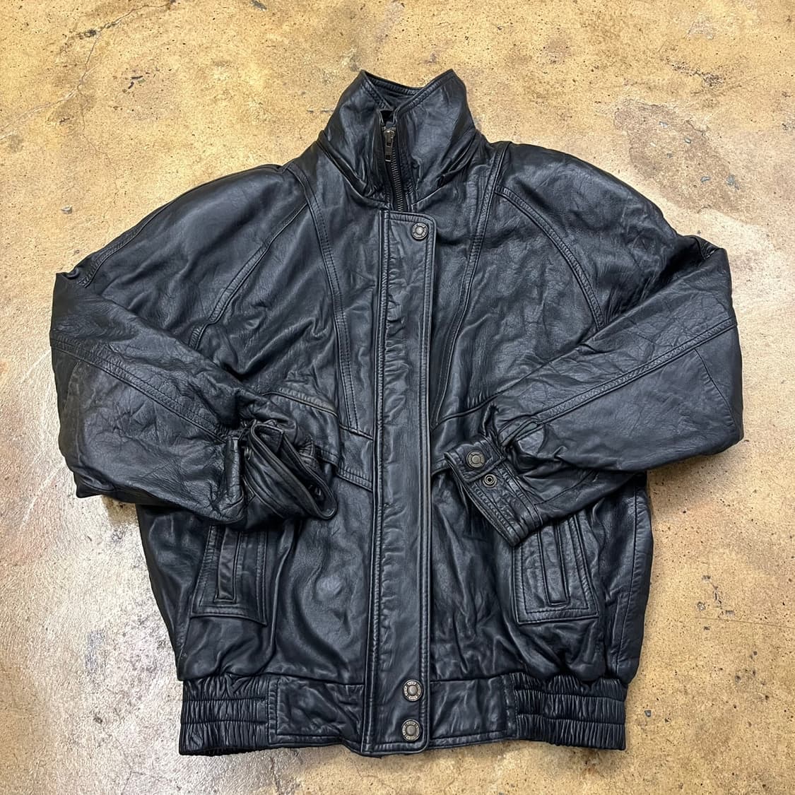 [정품/XL] 월드패션 빈티지 블랙 봄버 가죽 자켓 b18 상품이미지2