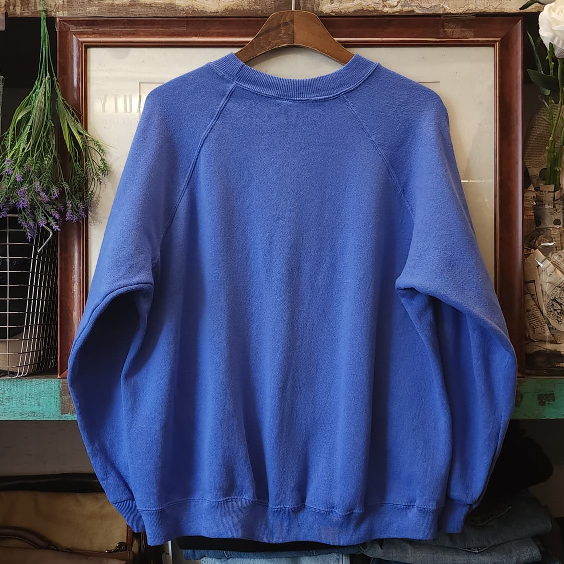 90s 빈티지 스웻셔츠 플레인 스웻셔츠 파스텔 퍼플 블루 L 상품이미지2