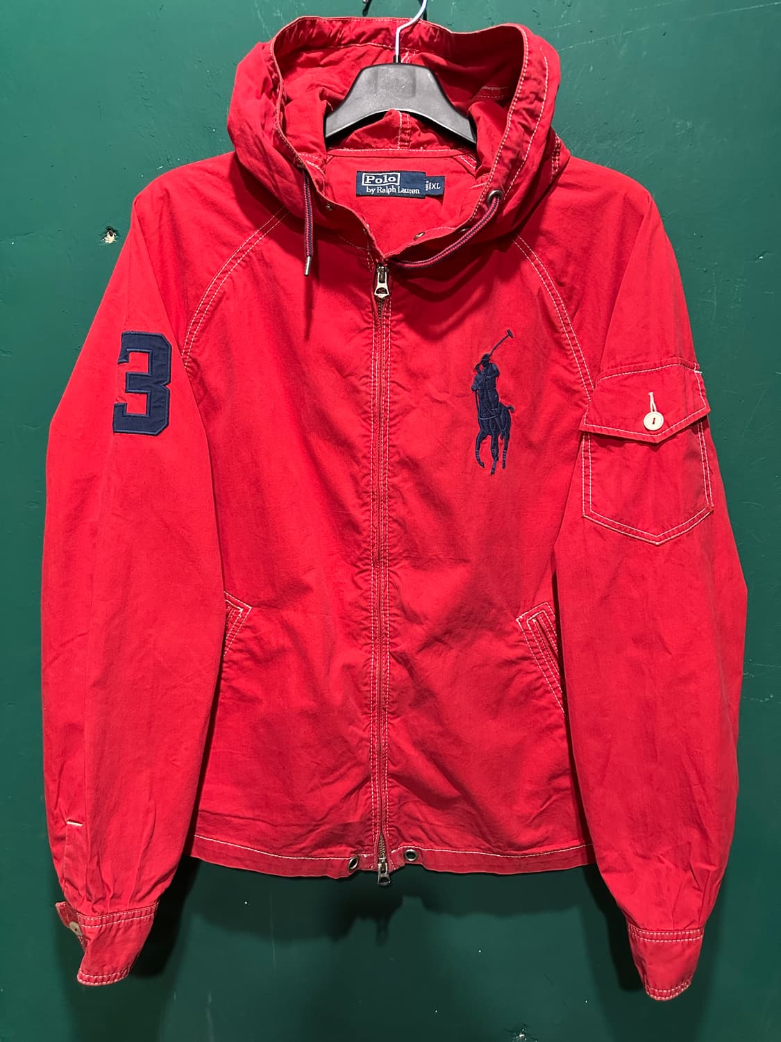 폴로 빅로고 후드자켓 레드XL 상품이미지1