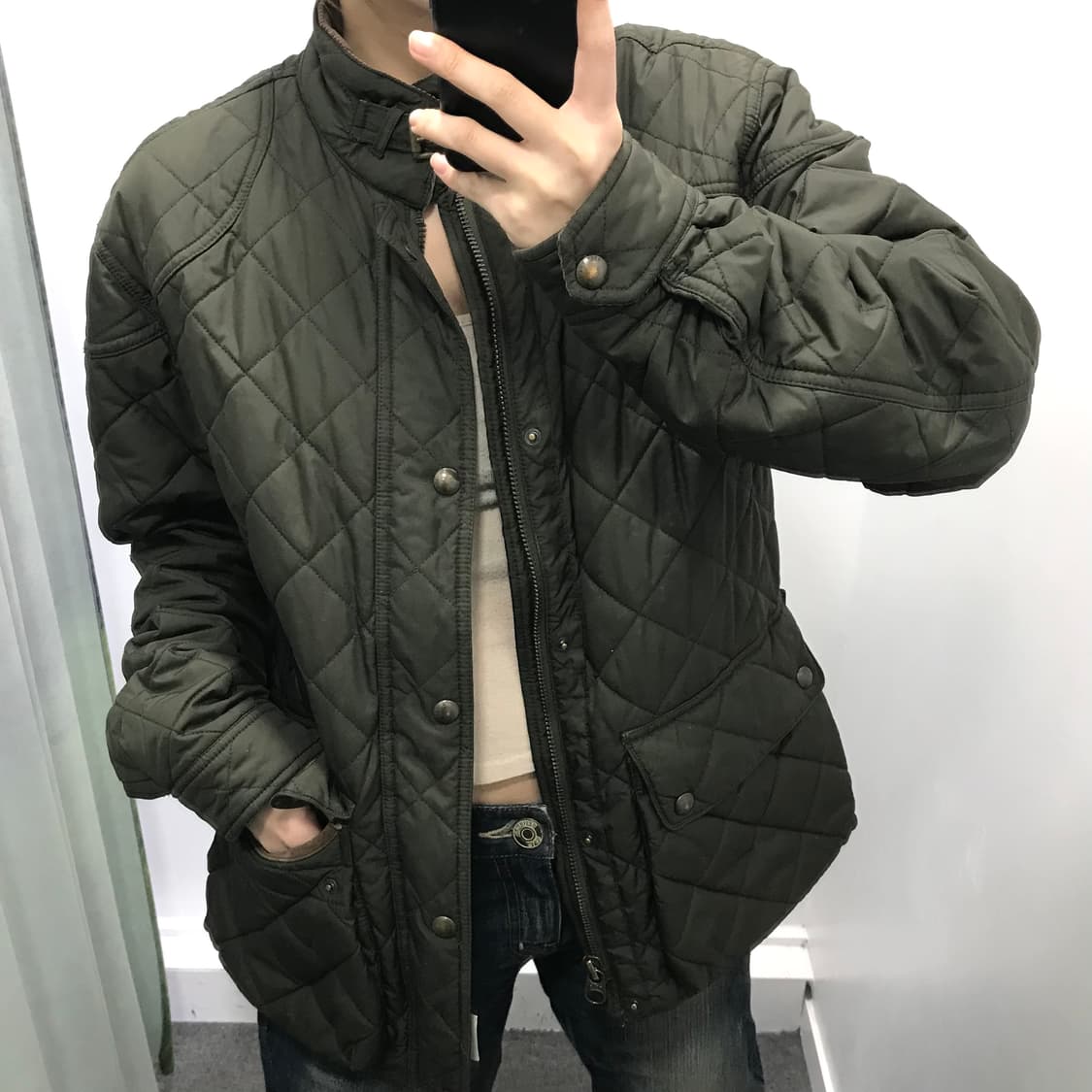 폴로 카키 버클 퀄팅 패딩 상품이미지2