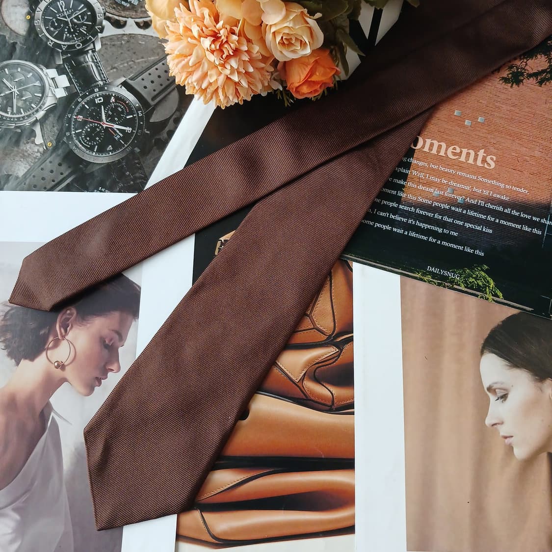 앤드류스 타이 실크 브라운 솔리드 넥타이 7.8cm A+등급 A19158 상품이미지3