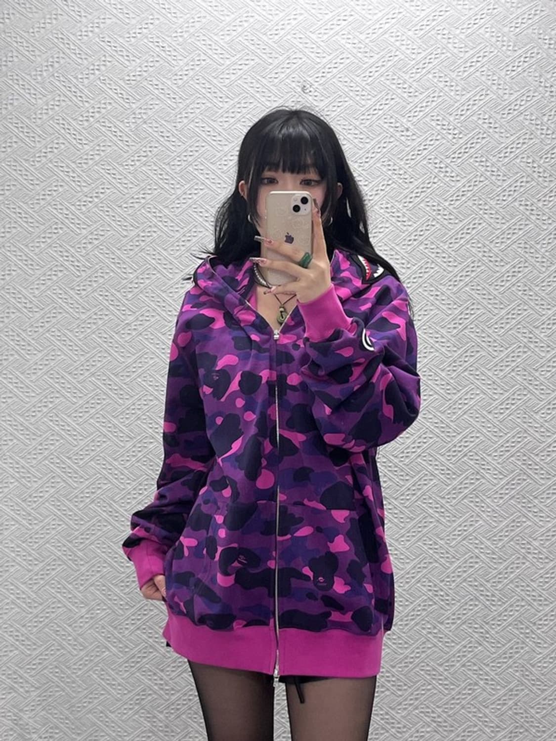베이프 AAPE 스트릿 펑크 퍼플카모 샤크 후드집업 L C11552 상품이미지2