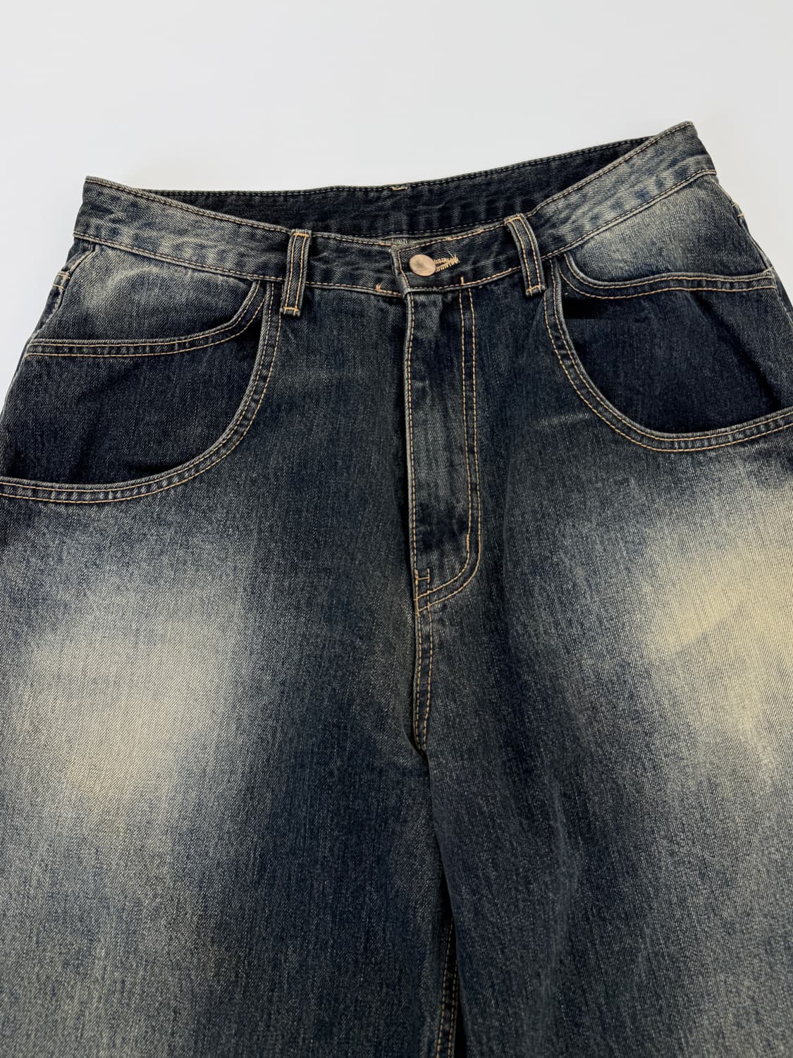 빈티지 워싱 와이드 데님 팬츠 인디고 상품이미지2