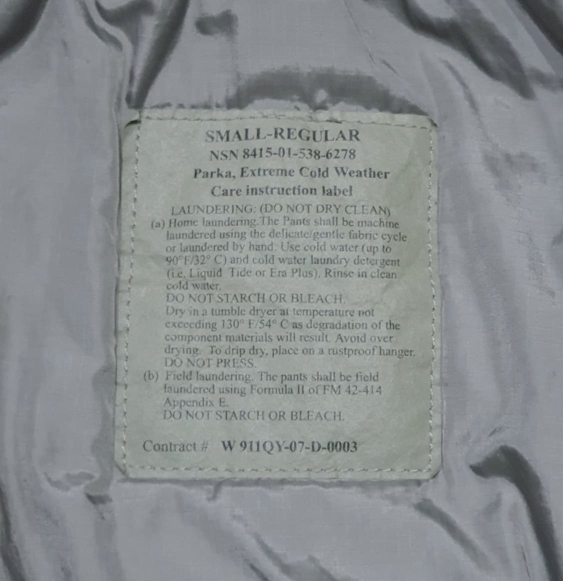 미군 프리마로프트 level7 파카 스몰레귤러 105 상품이미지7