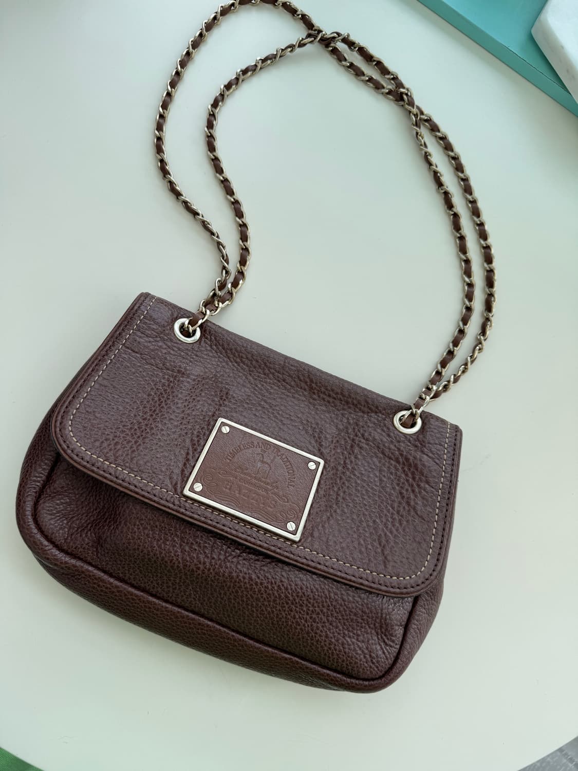 헤지스 체인숄더&크로스 브라운 천연가죽백 상품이미지1