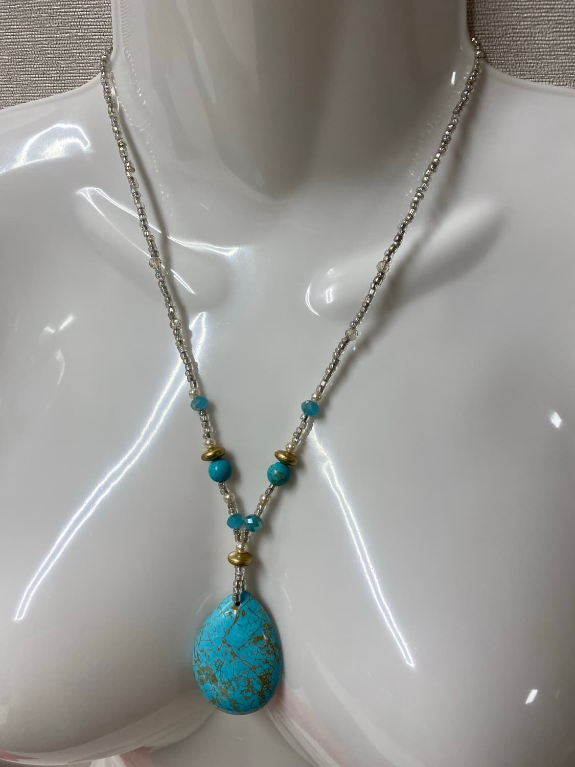 터키석 물방울 목걸이 일본 빈티지 y2k 상품이미지2