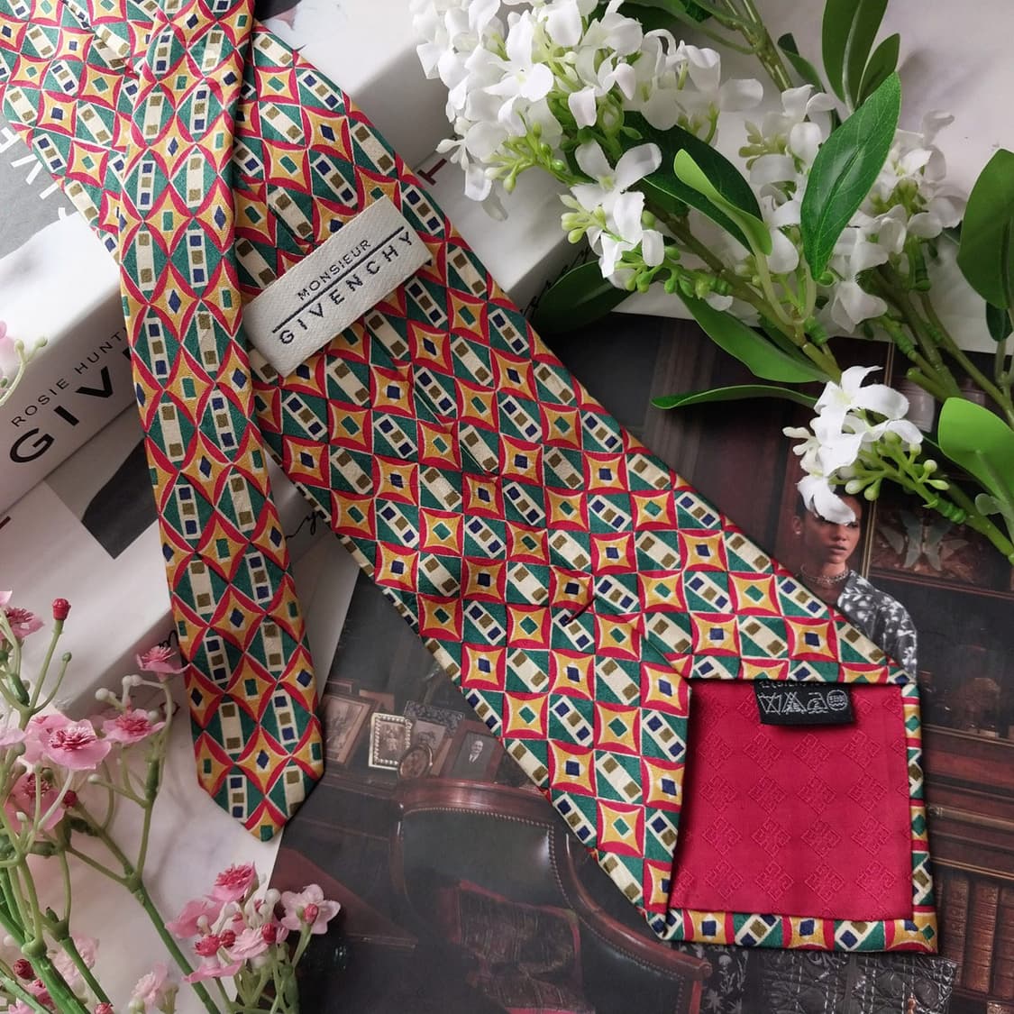 지방시 실크 기하학 패턴 넥타이 9.7cm A+~A등급 k2044 상품이미지3