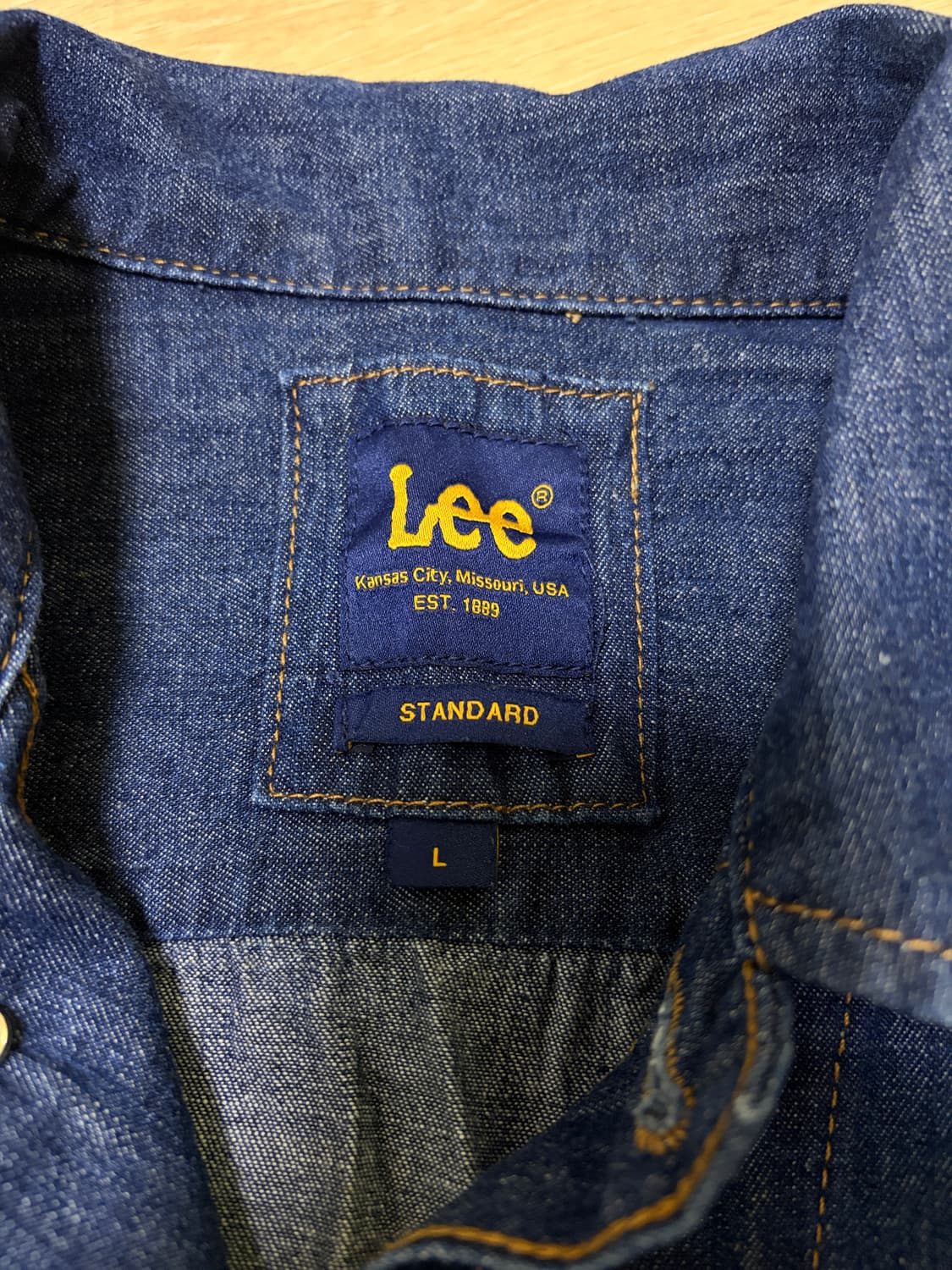 리 Lee 라이더스 데님 트러커 반팔 셔츠 L 인디고 상품이미지4