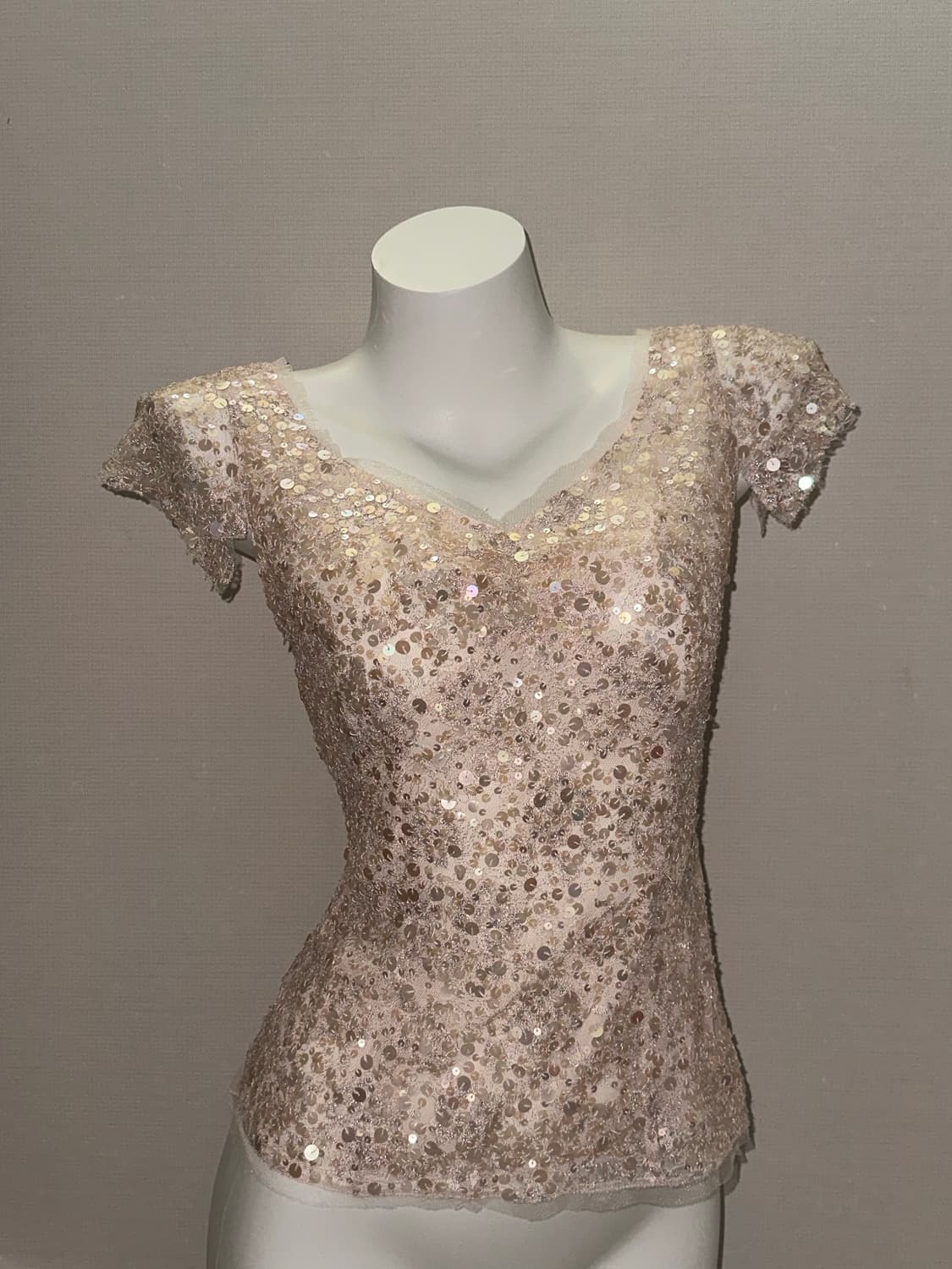 빈티지 페어리코어 스팽글 반팔 블라우스 상품이미지6