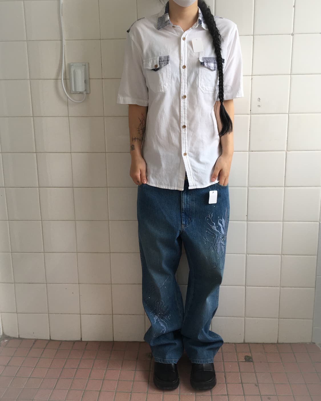 Back patch work point shirt 상품이미지4