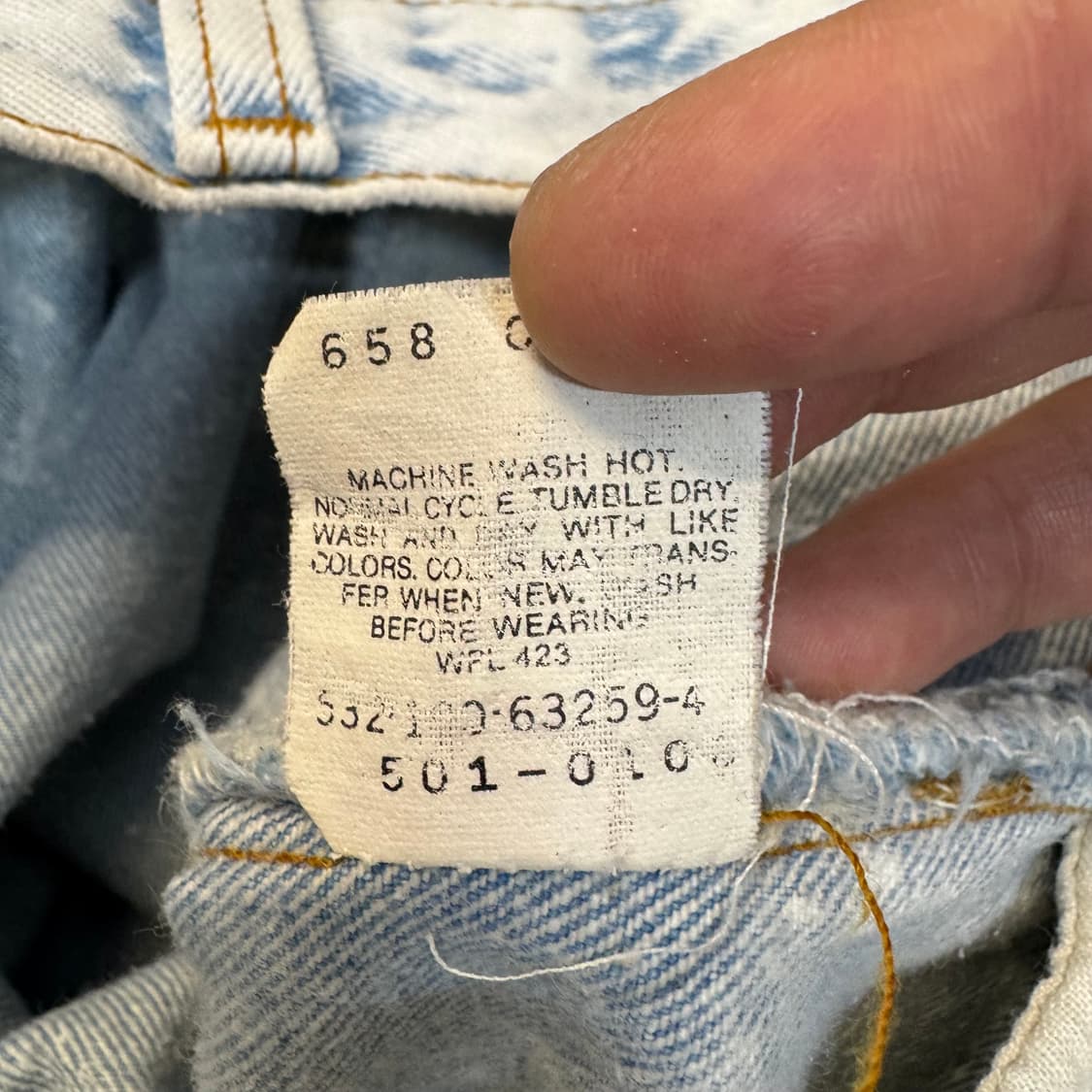 90s 리바이스 501 블리치 워싱 데님 made in USA (32) 상품이미지7