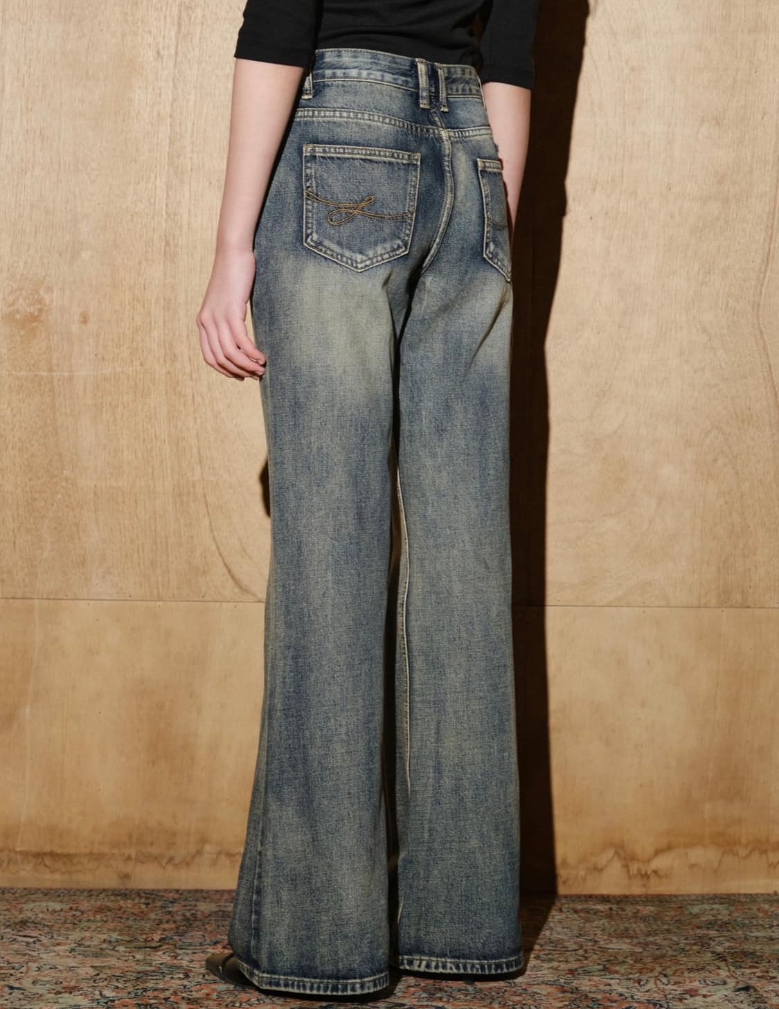 헬레네파리스 로우라이즈 페이디드 워싱 부츠컷 팬츠 틴 실버 블루 상품이미지3