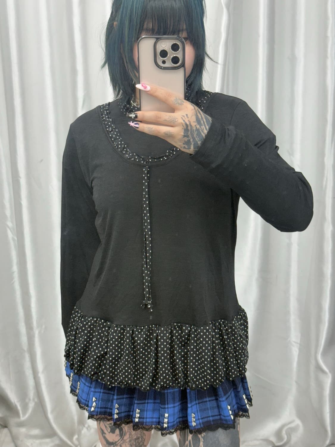 Dot point black long sleeve 상품이미지2