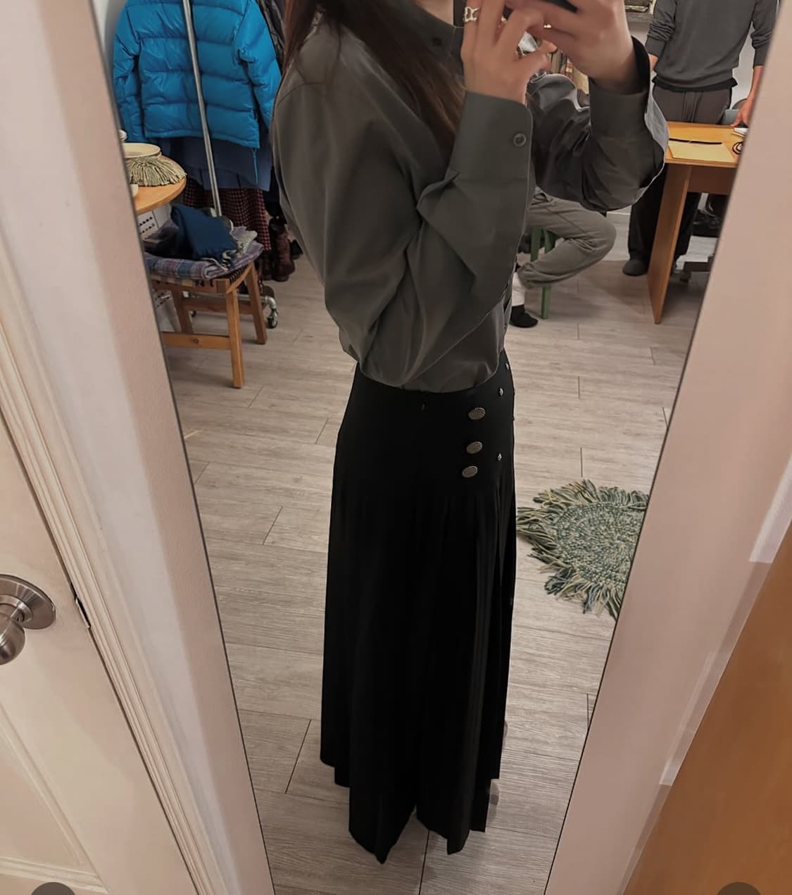 Dared 데어드 metal long pleated skirt 상품이미지6