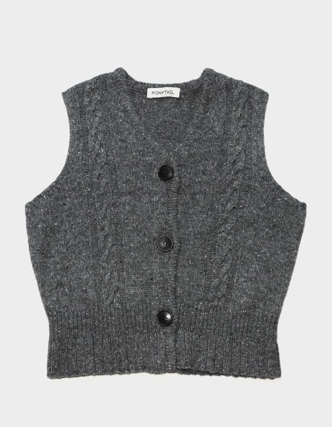 Ponytail homework knit vest charcoal 상품이미지1