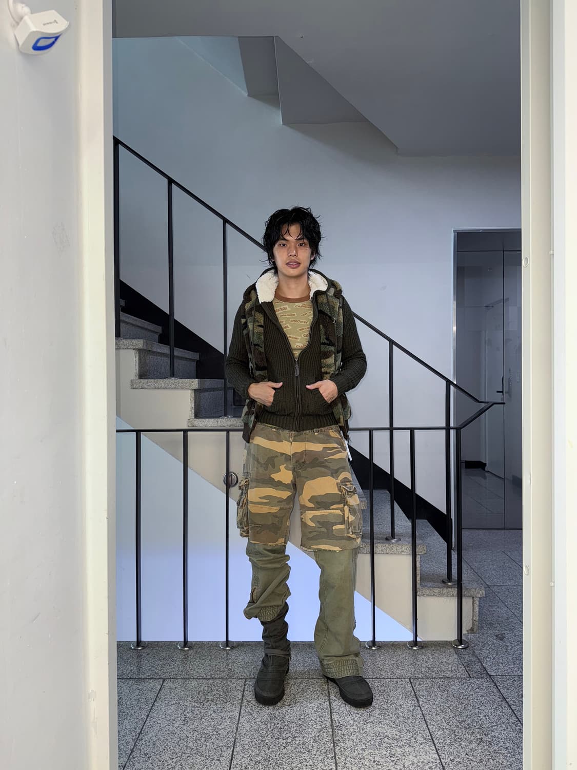 camo fleece zipup vest 상품이미지4