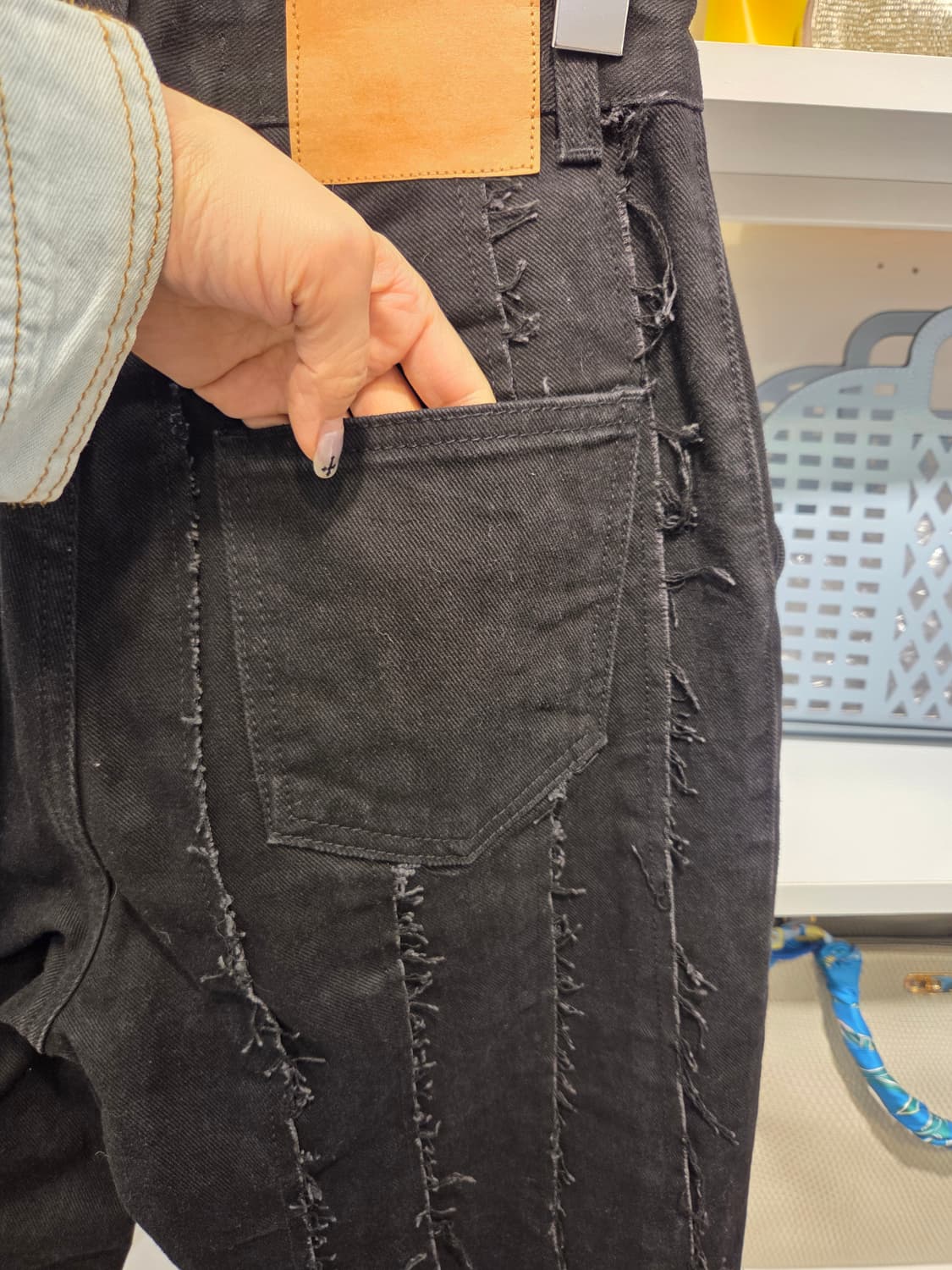 마땡킴 컷팅 프린지 블랙진 S 상품이미지8