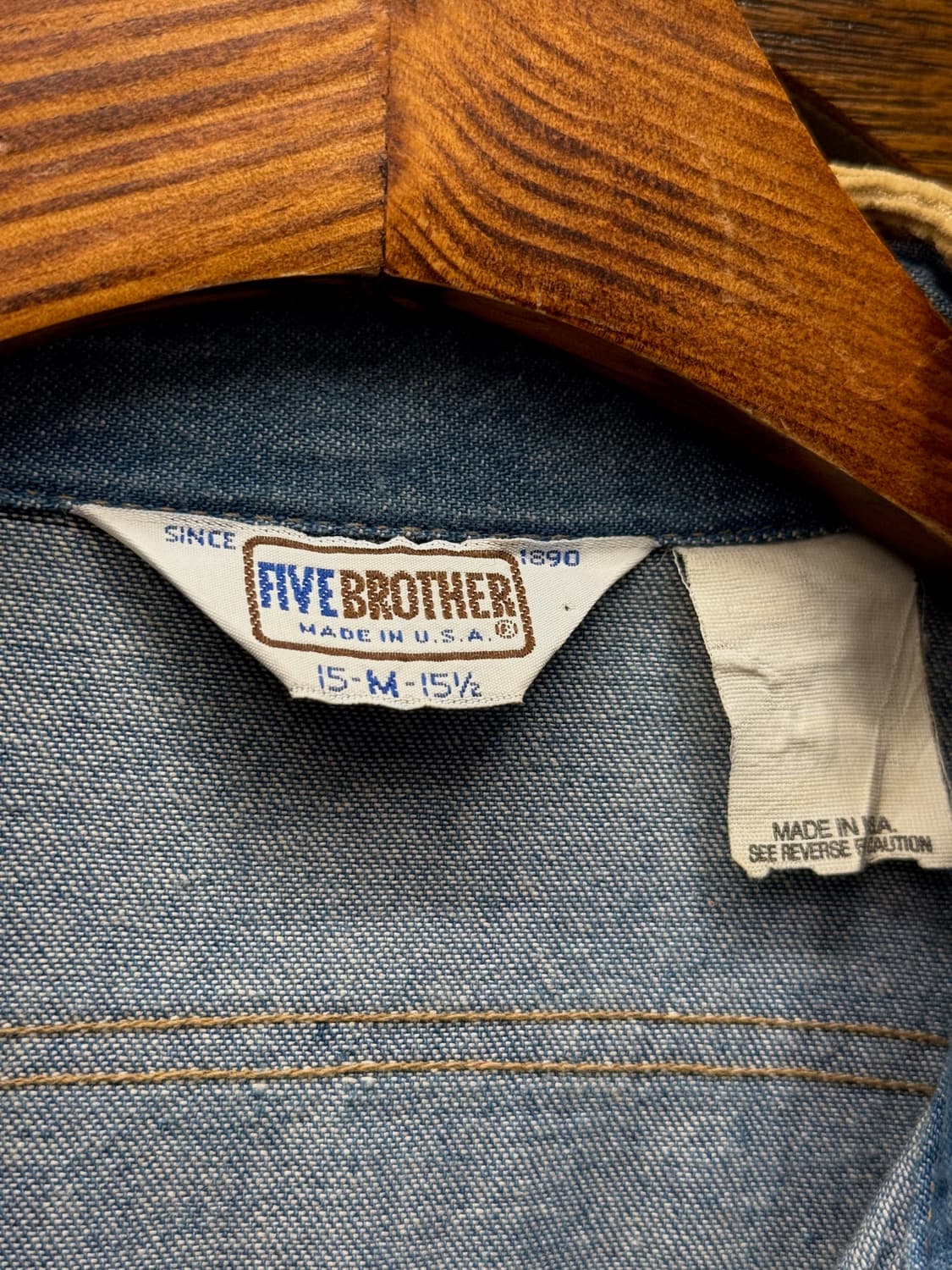 80s USA Five Brother Denim Shirt 상품이미지8