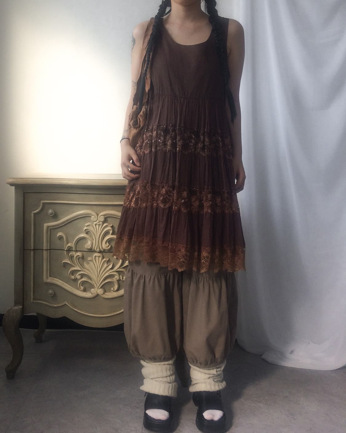 Lace layer point sleeveless onepiece 상품이미지5