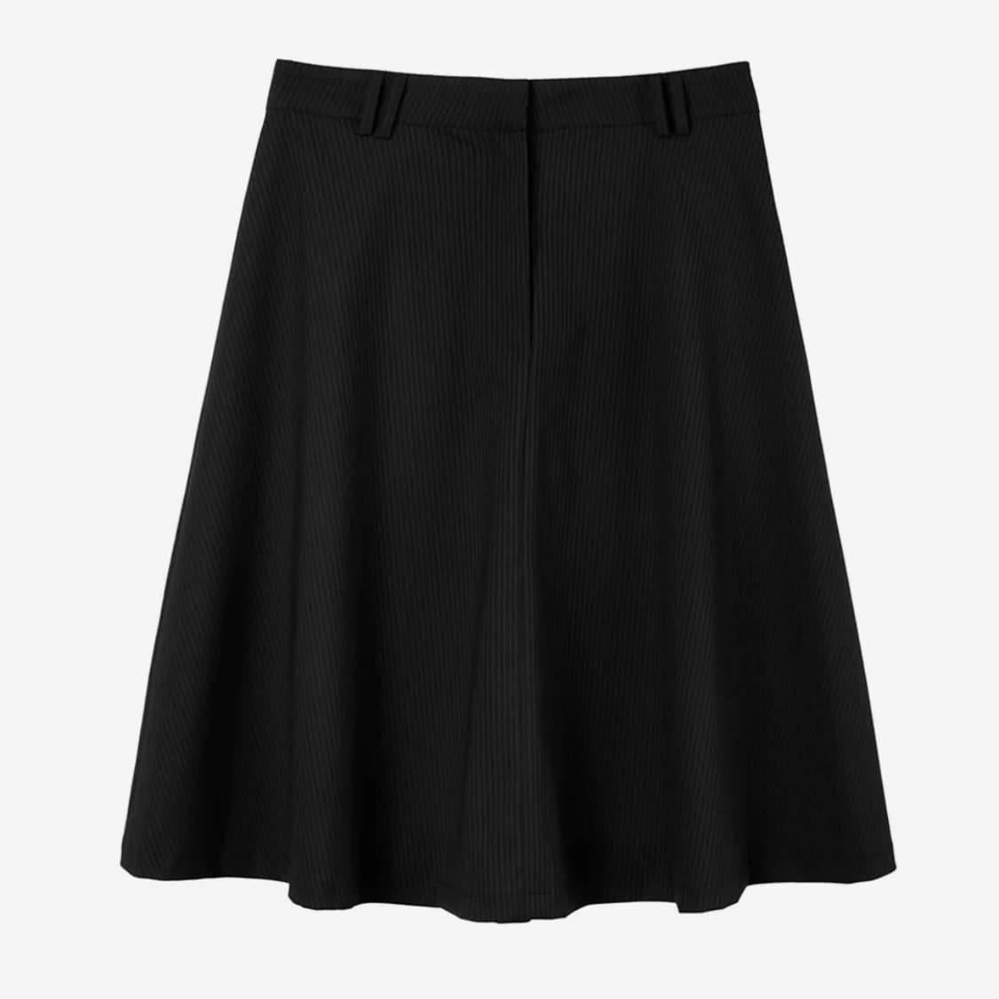헤레틱 버튼 플레어드 미디 스커트 블랙 상품이미지3