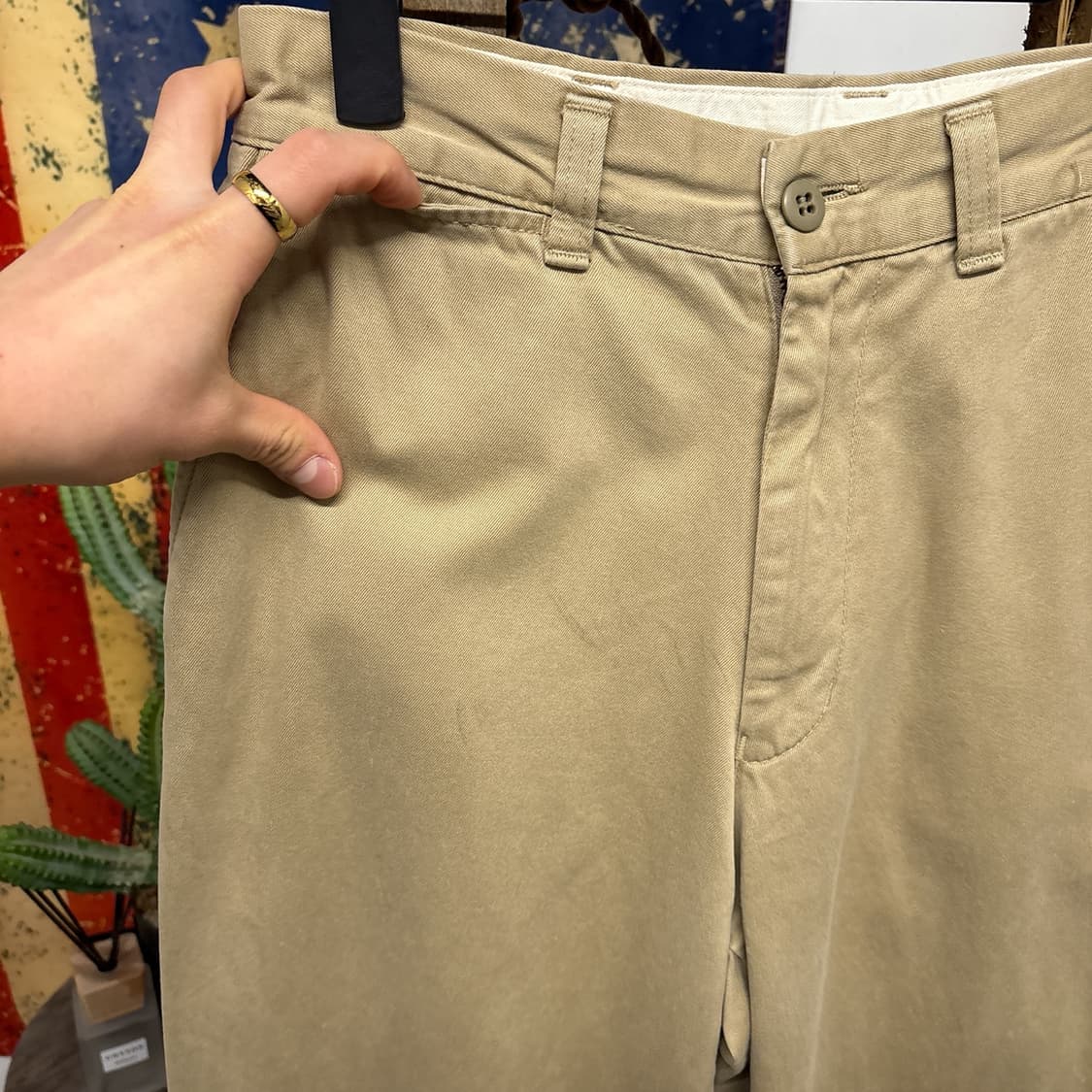 90s 쇼트 클래식 오피서 치노팬츠 플랫프론트 베이지 N769 상품이미지5