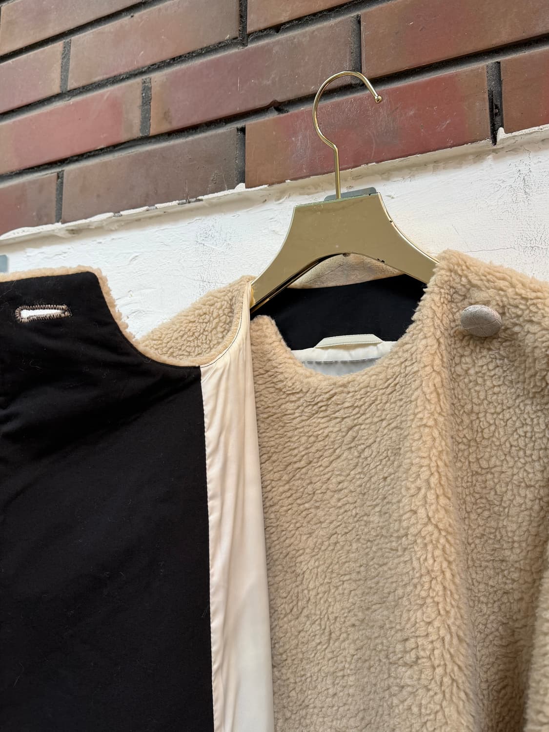 Carin wester 칼라리스 베이지 울 혼방 퍼 코트 XS 상품이미지5