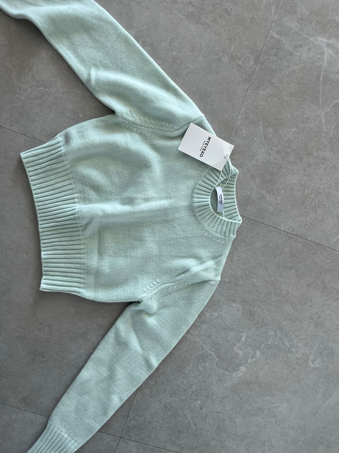 마이아이코 크롭 캐시 니트 민트 상품이미지7