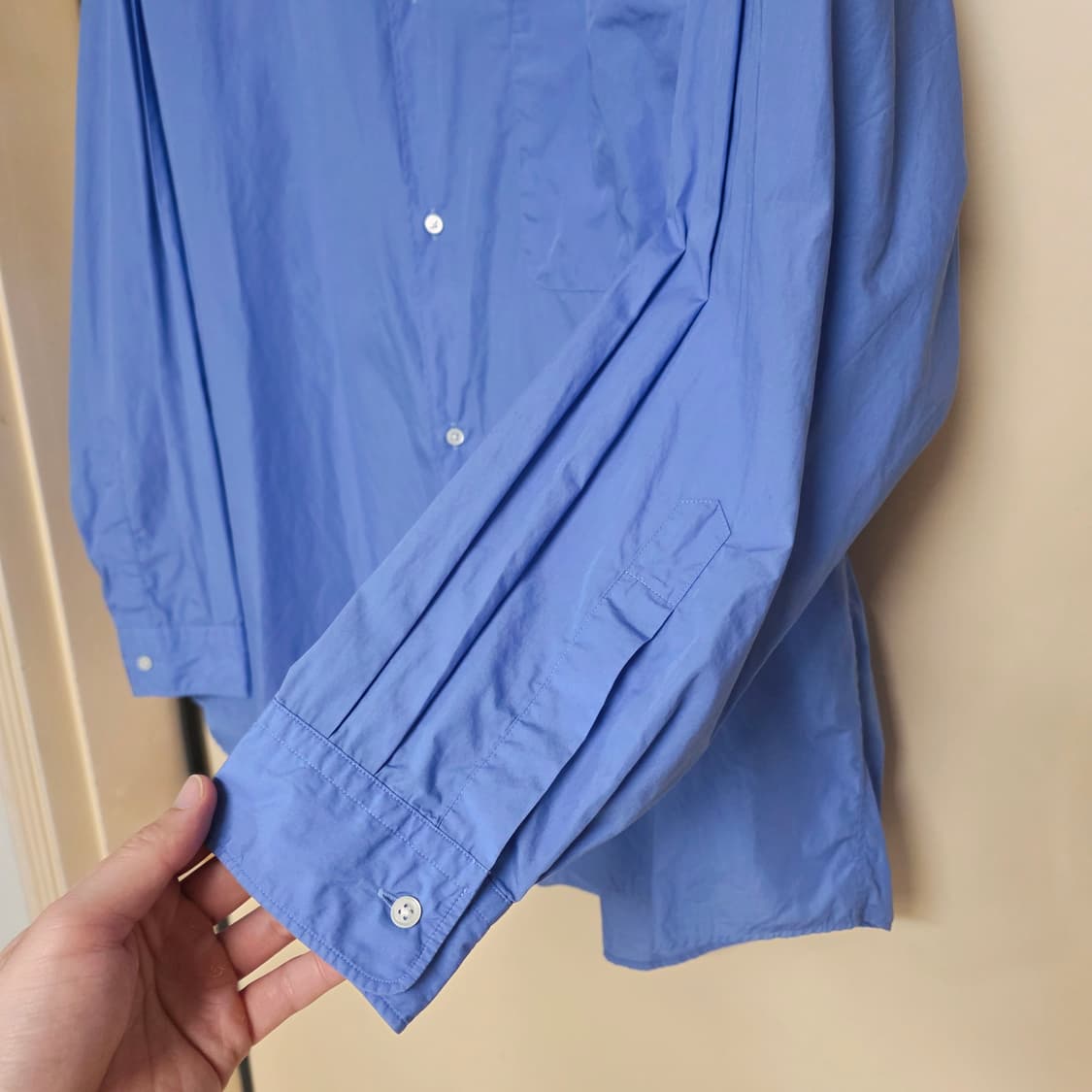 [F] 그라프페이퍼 브로드 L/S 오버사이즈드 레귤러 카라 셔츠 블루 상품이미지3