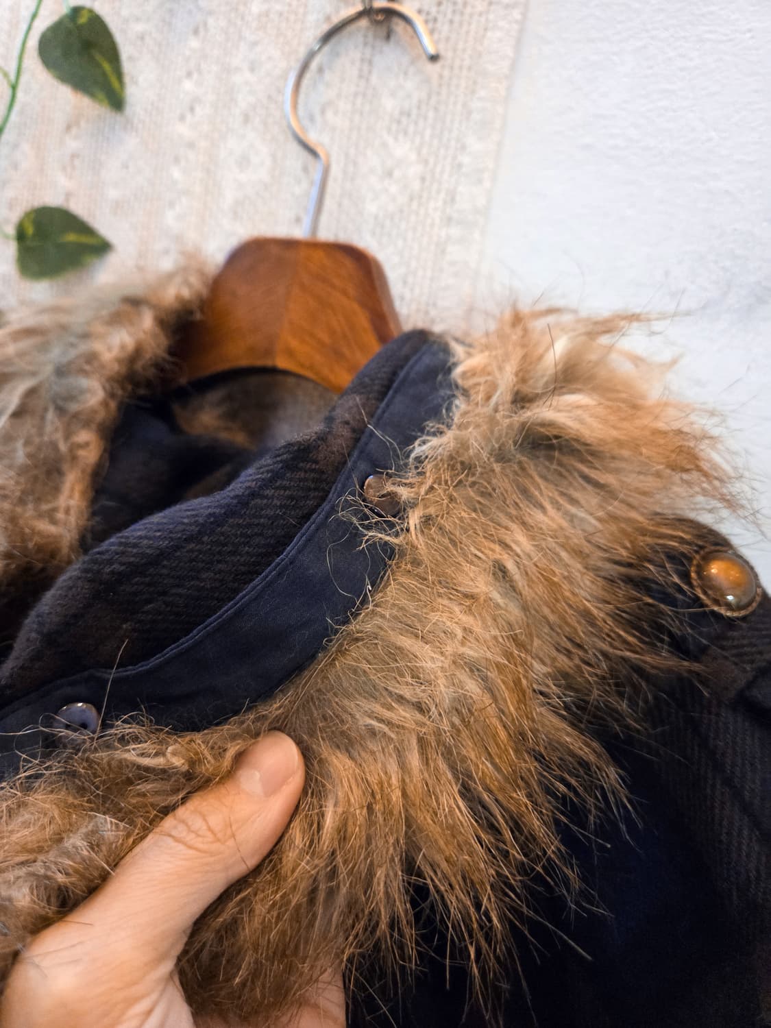 초코 네이비 체크 케이프 코트 상품이미지5