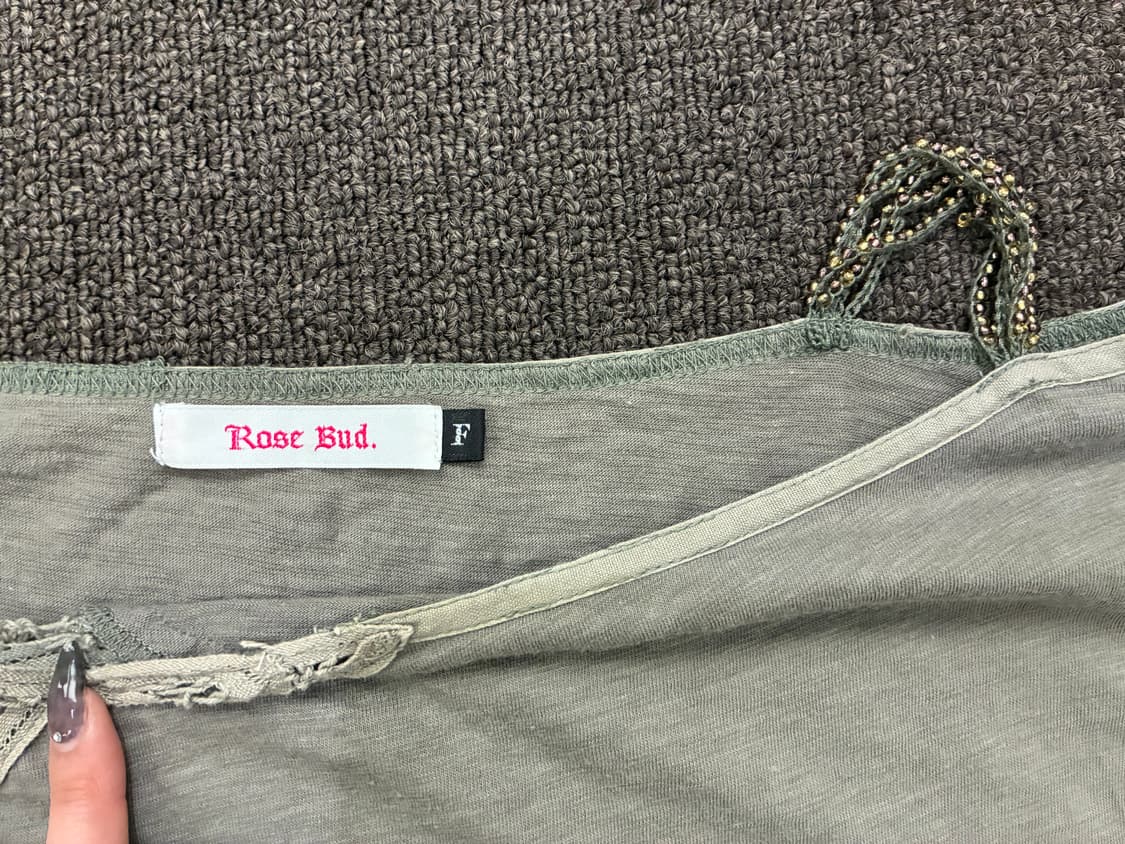 OS)Japanese vintage 여성 꽃 레이스 디테일 오프숄더 롱슬 상품이미지4