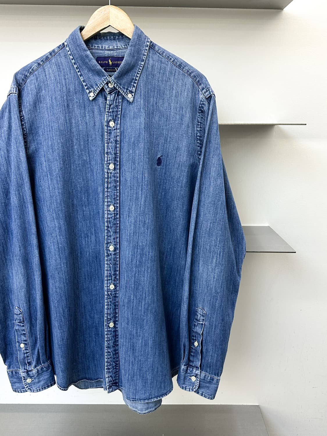 폴로랄프로렌 베이직 포니 오버사이즈 데님 셔츠 상품이미지2