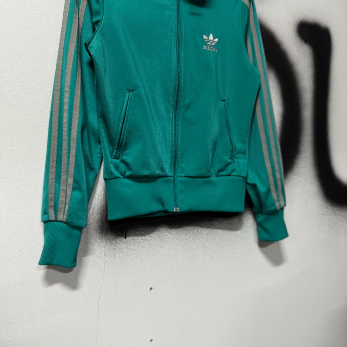 레어 아디다스 파이어버드 민트 , 그레이 배색 집업 져지 자켓 상품이미지4