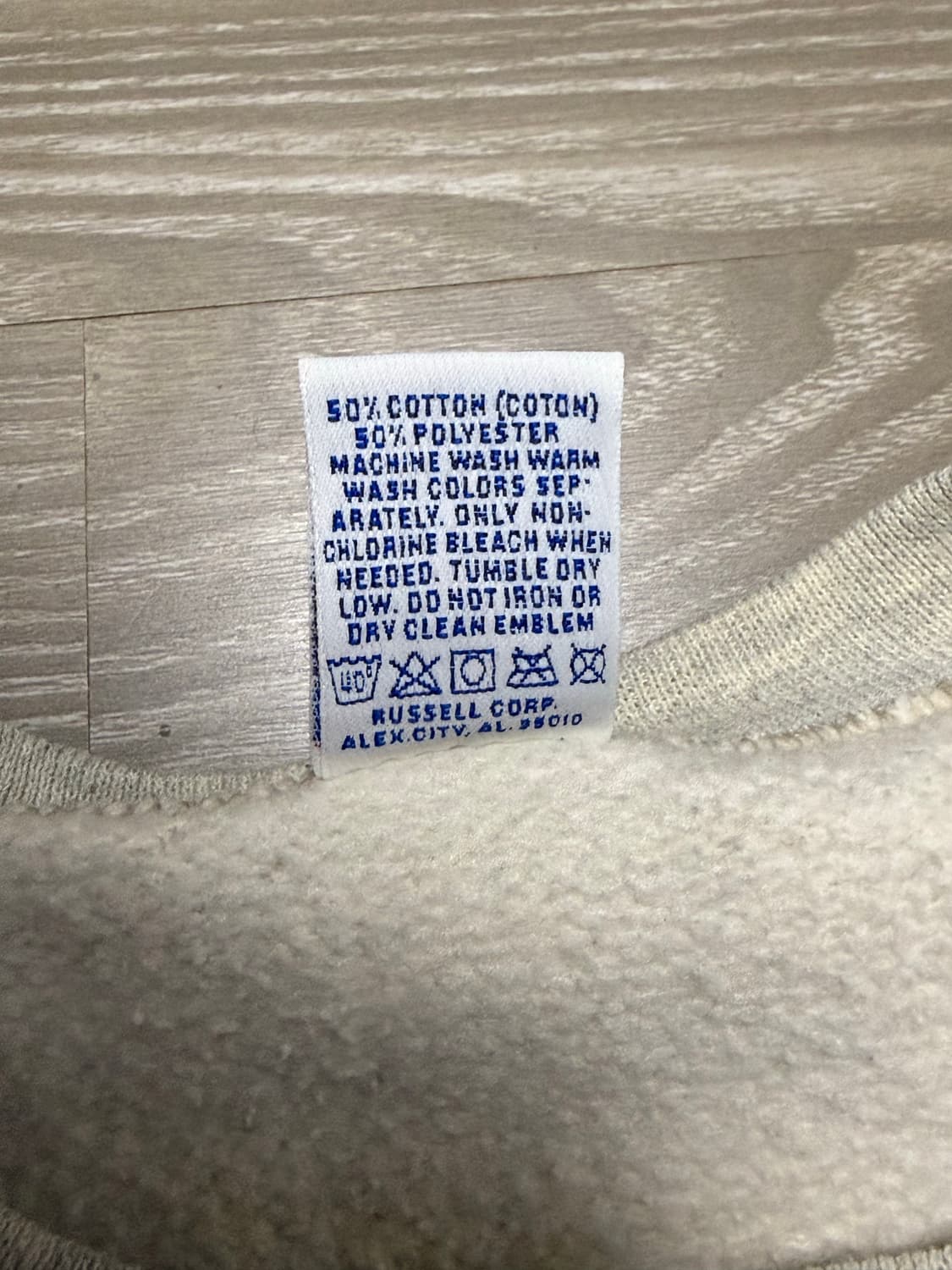 90s usa 러셀 스웻셔츠 그레이(아이보리 스티치) 맨투맨 상품이미지4